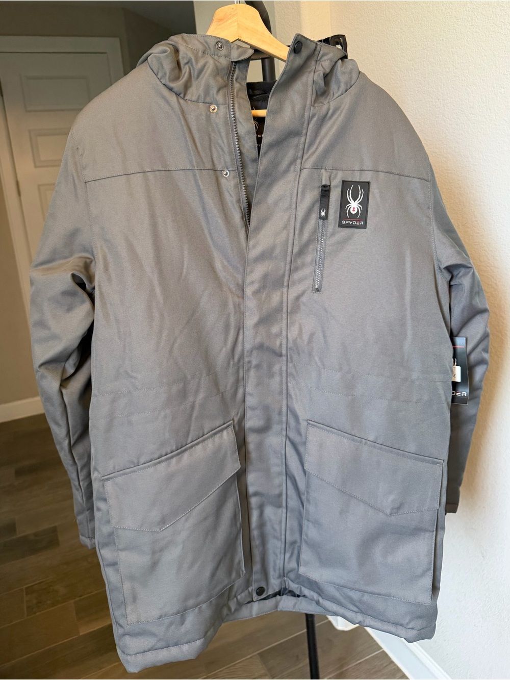 Spyder Men's Gray Hooded Performance Polar Parka S MSRP:$299 SPFGM113-069